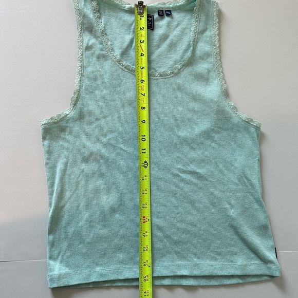 Superdry Mint Green Lace Trim Cotton Blend ribbed Tank Top - Picture 6 of 6